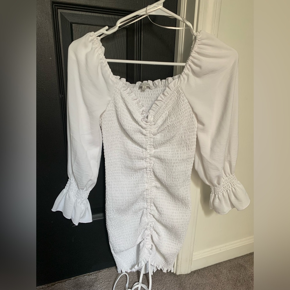 Mini white long sleeve dress